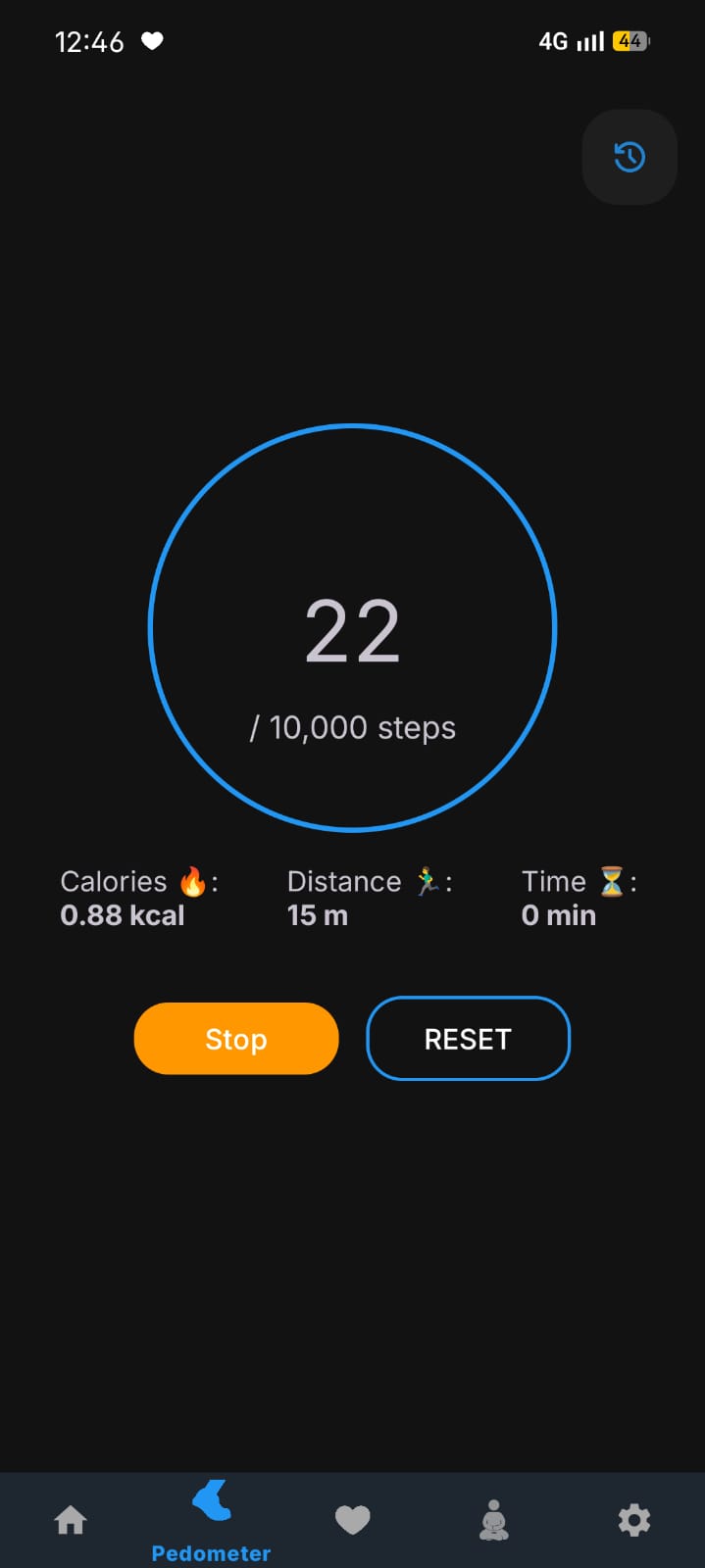 Pedometer, dark theme